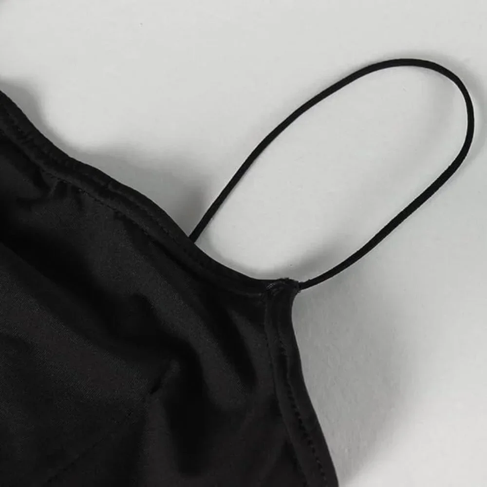 ❌❌SOLD❌❌PRIMODA Women's Spaghetti Strap black Long Dress Thigh-high Slit sz med - Picture 4 of 4